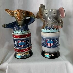 Ceramic Elephant and Donkey Figurines